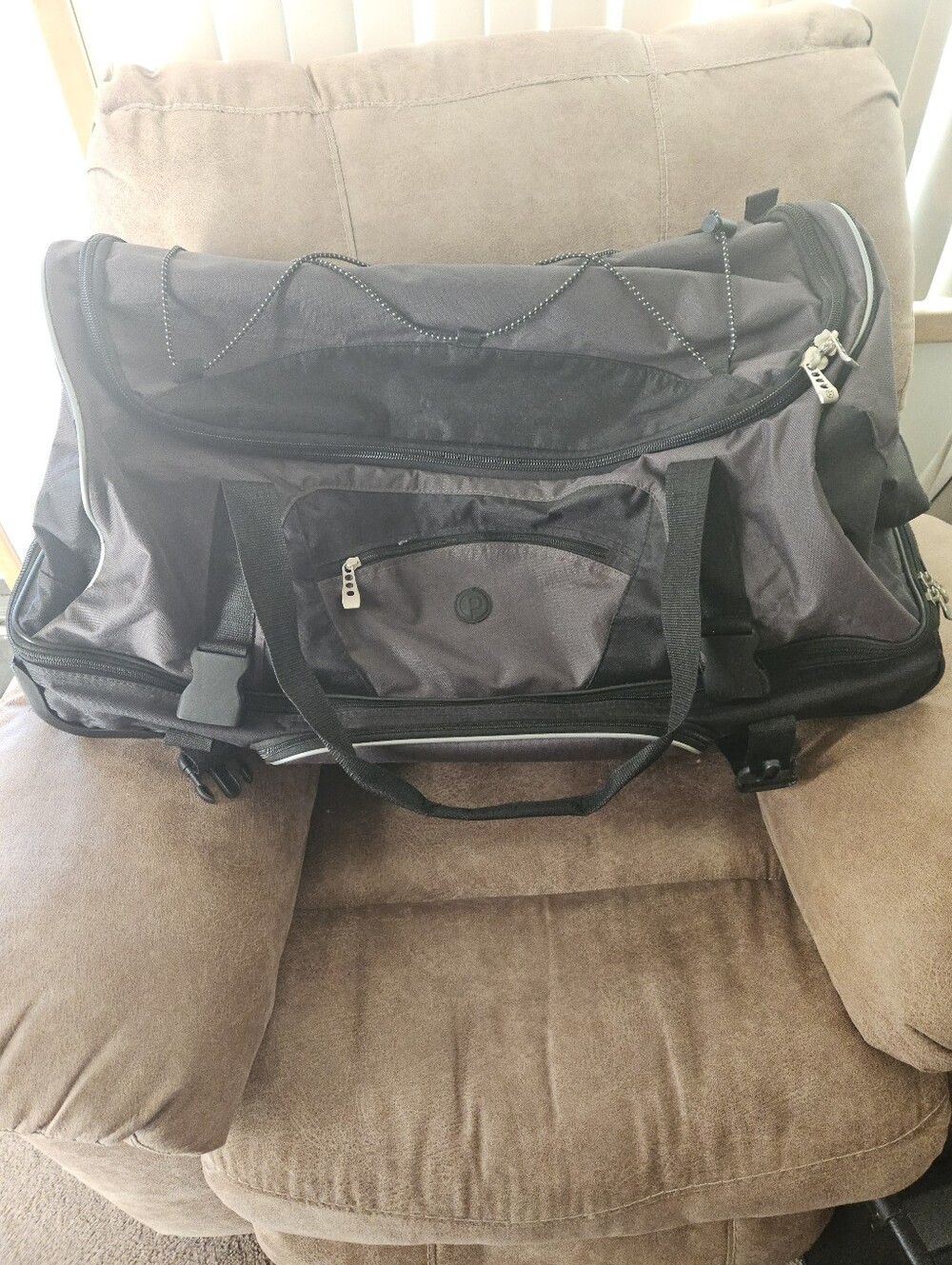 Men's Black/Grey Travel Duffle Bag - Brand